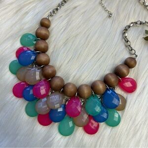 Multi color tear drop acrylic statement necklace